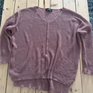 Lulu's V Neck loose knit Pink Sweater Size S